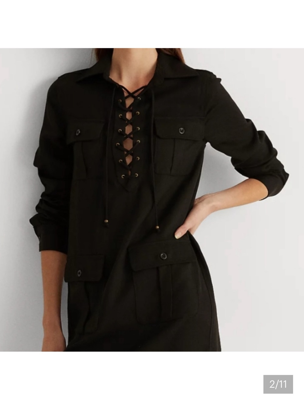 Lauren Ralph Lauren Black Half Lace-up Dress